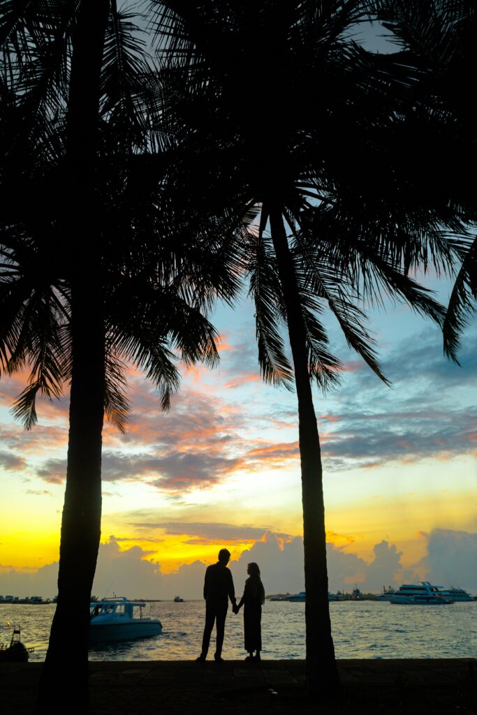 A quiet beach in Bali during the early evening hours.